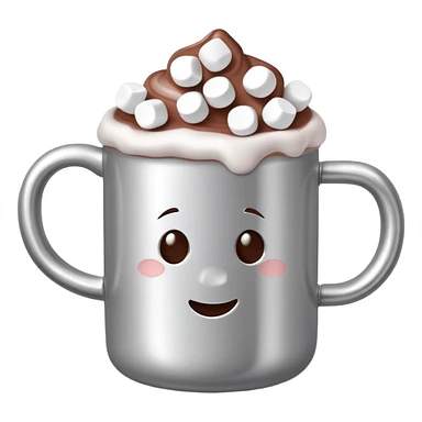 hot chocolate in a silver colored mug with marshmallows  sticker