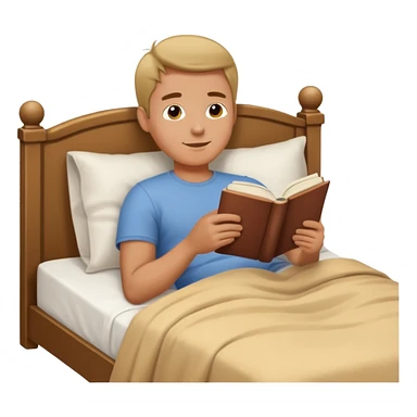 Man laying in bed reading a book sticker
