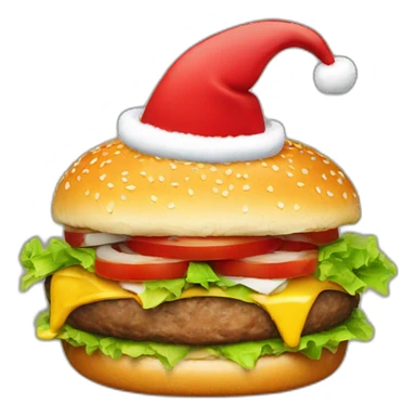 burger with cristmass hat sticker