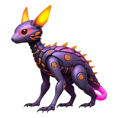futuristic lush warm-colored neon-colored Fakémon-Trico-creature (full body) sticker
