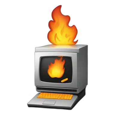 server computer on fire sticker