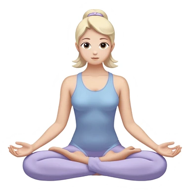 An abstract silhouette of a person in the lotus position (legs crossed, hands on knees). The figure is made in a soft blue color (#AED9E0), without facial detailing to emphasize versatility. Around the silhouette is a subtle lavender glow (#D4C1EC) in the form of a halo, symbolizing calm. sticker