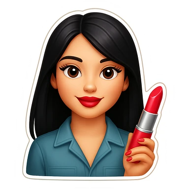Make the same emoji but with long hair, keep the style and expression, with no background sticker