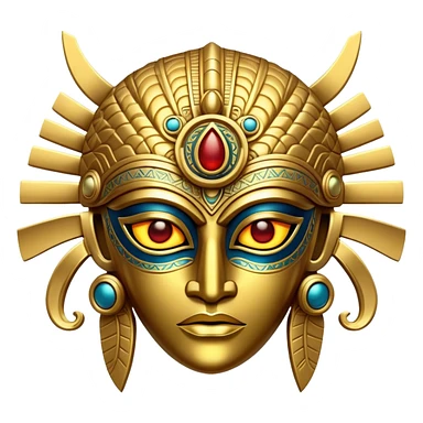 golden Anunnaki mask with glowing eyes sticker