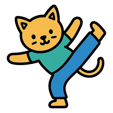 color outline icon of a cat in a capoeira pose sticker