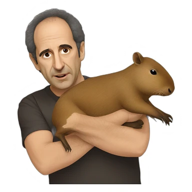 Armando Iannucci fighting a capybara sticker