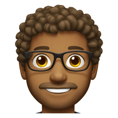 young father with glasses, brown curly hair, olive skin, native beard sticker