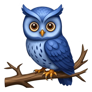 blue fat owl at the tree sticker