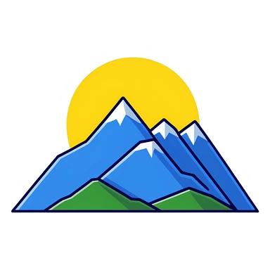 A yellow eight-pointed star with wide points and a simple mountain silhouette in the center of the star sticker