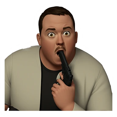 boy with gun indoors sticker