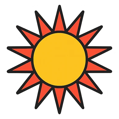 bold, graphic style Kurdish sun symbol sticker