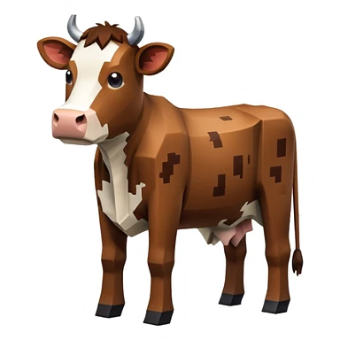 square-shaped brown Minecraft cow sticker