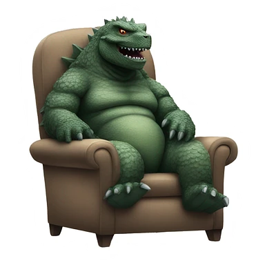 Godzilla sitting in a cozy chair sticker