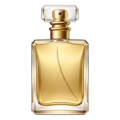 a rectangular glass bottle of perfume from which perfume is sprayed, without other additional objects sticker