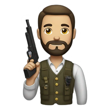 Bold man with a beard and a gun sticker