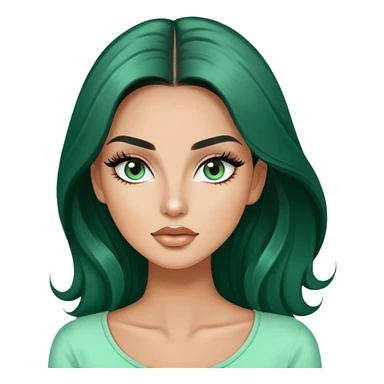 glamorous white fashion model wearing mint green top, with dramatic long eyelashes sticker