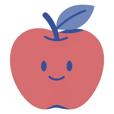 red apple with a single green leaf, clean modern illustration style sticker