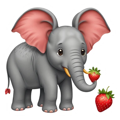 Elephant strawberry feeding birds sticker