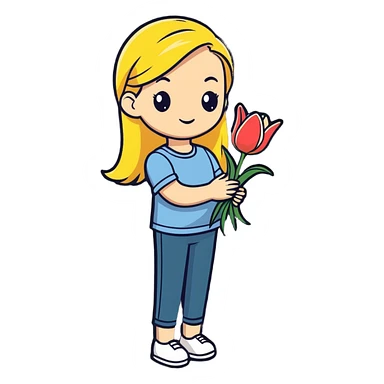 Blonde girl with tulip  sticker
