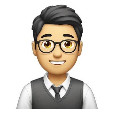 An Asian guy doing homework sticker