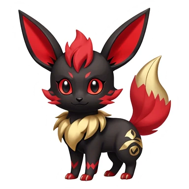 Cute cool black red animal Eeveelution-Fakemon-hybrid, full body, gold markings sticker