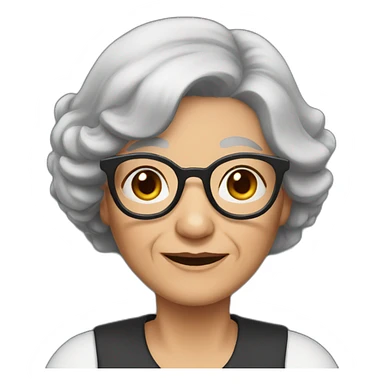 Old woman-Grandma-Black hair sticker