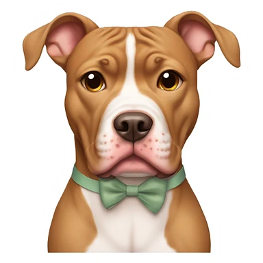Light brown pitbull with ears cut wearing bows sticker