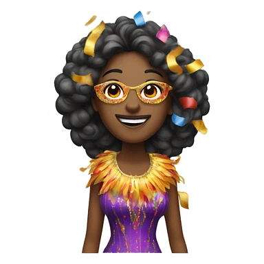 "Woman dressed in carnival attire with confetti and fire." sticker