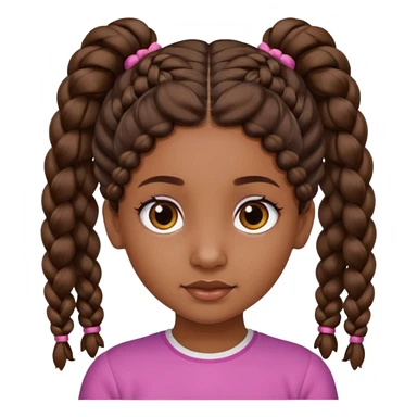 Half up haly down sleek braid in the middle and at both side of head two pigtail between the braids the braids has yo be in the pigtail curly hair brown girl sticker