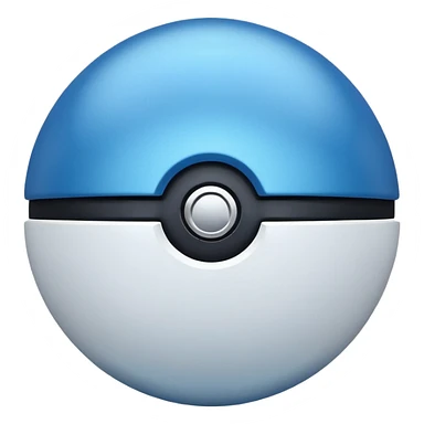 blue pokeball emoji, top half is a more saturated blue, bottom half is white, black stripe, with a metallic sheen sticker