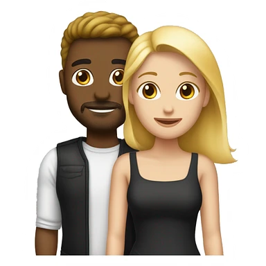 Crea un emoji que sea de una pareja y que uno sea un negro y la otra una rubia blanca  sticker