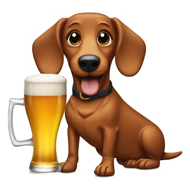 Wiener dog drinking a beer sticker