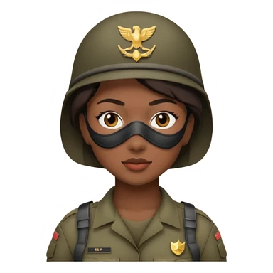 woman soldier with hair style wearing mask sticker