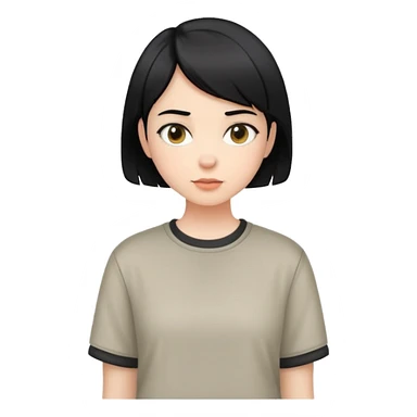 girl with short black hair, dressed in casual boyish outfit sticker