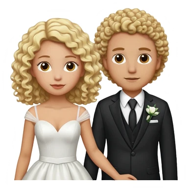 Blonde girl with light brown skin in wedding dress curly hair with white men next too her with a suit on sticker