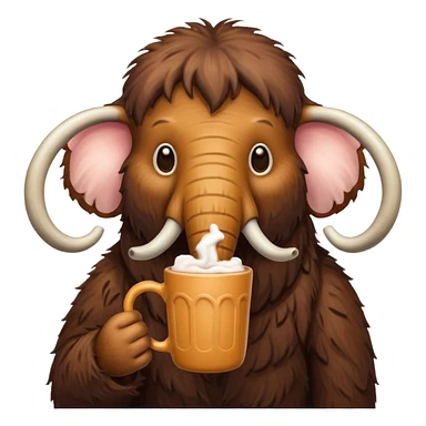 A mammoth who drinks a hot chocolate sticker