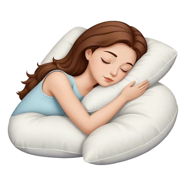 Lady with brown hair sleeping on 15 pillows sticker