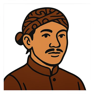 flat toon style bold lines portrait of a Javanese man wearing a blangkon sticker