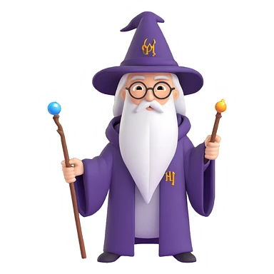 Harry Potter wizard with wand and Hogwarts robe sticker