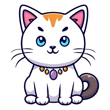 cartoon sticker of a cat with gemstone fur sticker