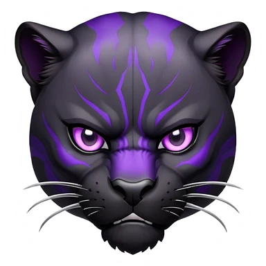 sleek black panther with bright purple eyes, angry face sticker