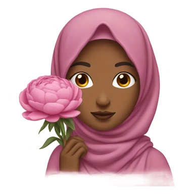 Woman don’t face with hijab holding peonies sticker