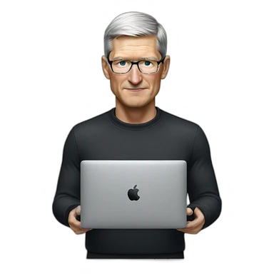 tim cook with a macbook pro sticker