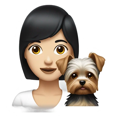 White face lady with black hair holding a Yorkie  sticker