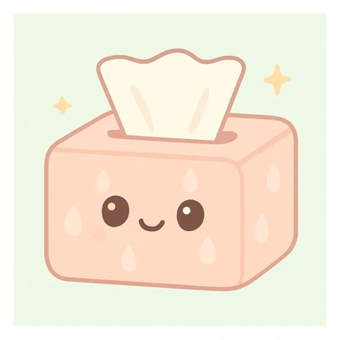 a soft, pastel-colored tissue box with a subtle teardrop motif, gentle and comforting design sticker