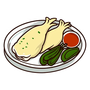 Singapore Hainanese chicken rice with cucumber and chili sauce sticker