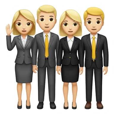 4 people, two man and two women,yellow skin office style sticker