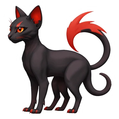 Black edgy Noivern-Litten-Sphynx-Lykoi-Caracal-cat-Fakemon full-body sticker