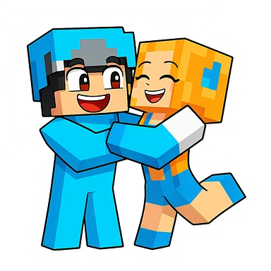 Extract all the individual characters from the image, each as a separate image on a transparent background, keeping the original Minecraft cartoon style and appearance as shown in the reference image. sticker