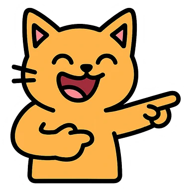 cat pointing and laughing at you sticker